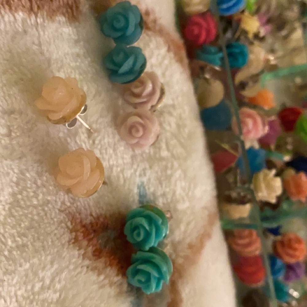 Custom made rose cabochon earrings